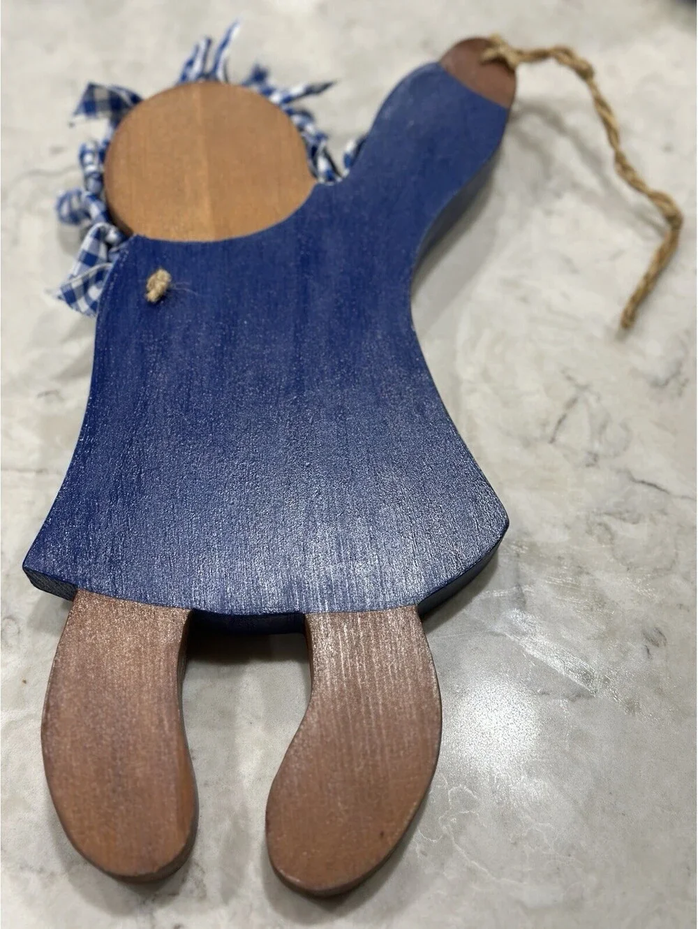 Vintage handcrafted wood Rag doll Wall Hanging Folk Art 10 Inches Tall